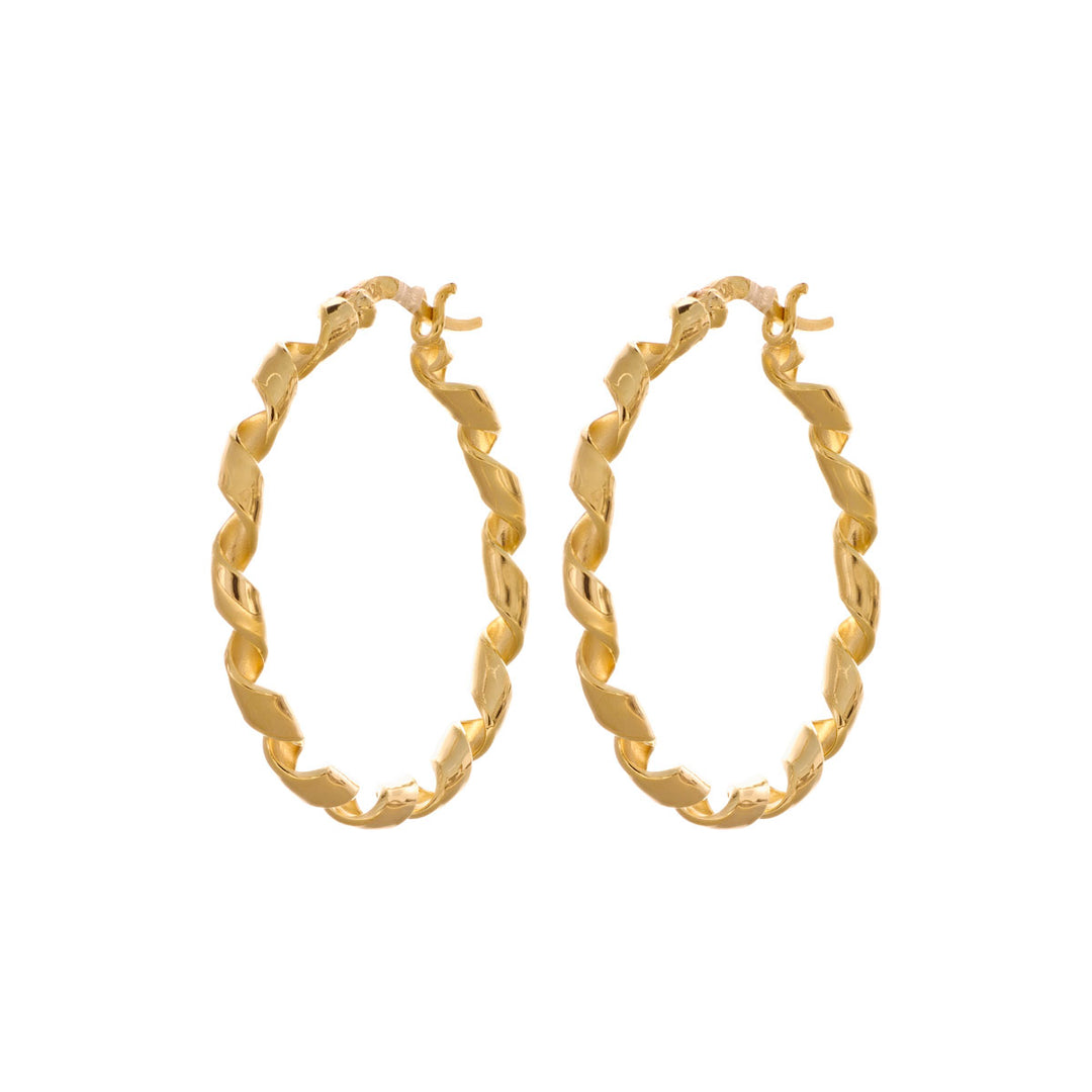 Creolen 925 Sterlingsilber vergoldet | Gedreht 30 x 3 mm