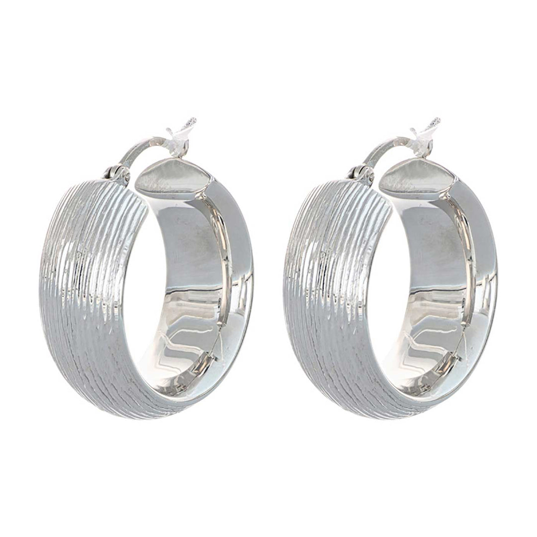 Creolen Sterlingsilber, 26 x 10mm, gerillt