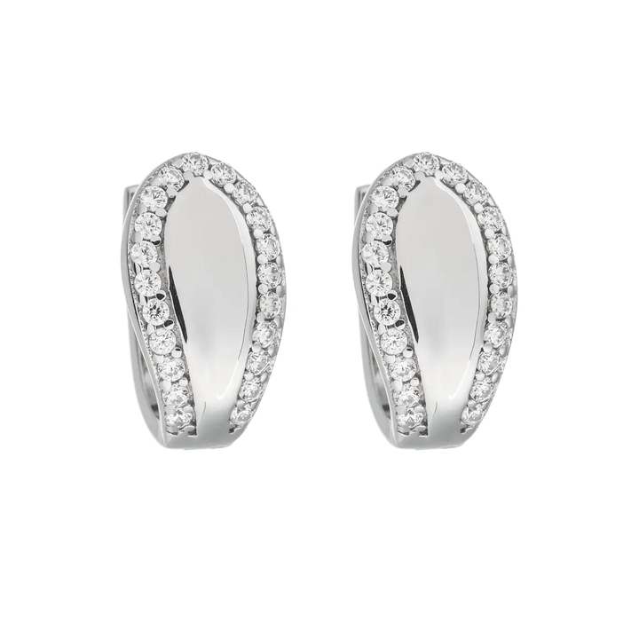 Creolen 925 Sterlingsilber mit 21 Zirkonia – Glänzende Ohrringe