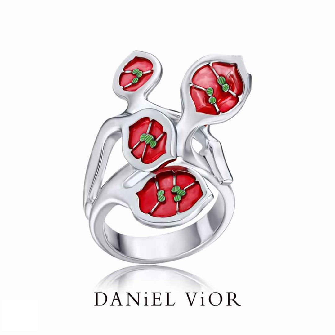 Ring LUNARIA Sterlingsilber, rot emailliert