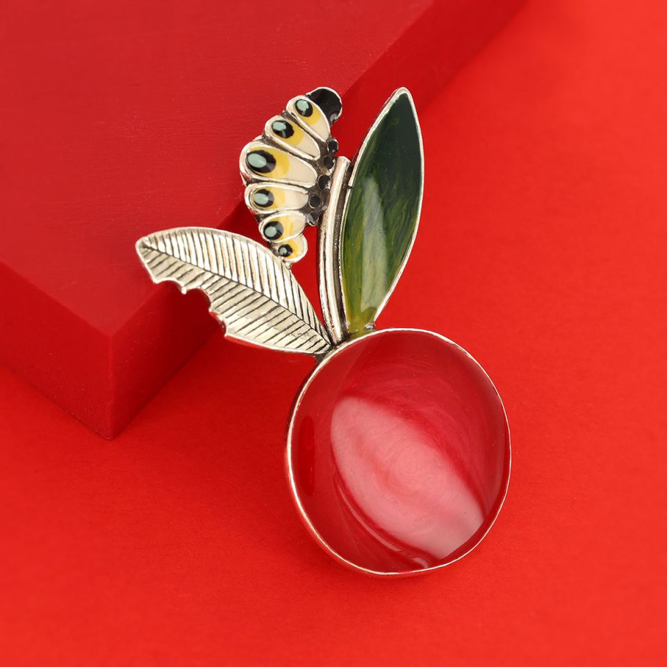 Taratata Brosche Cocoon Rot - Modeschmuck mit Glasperlen