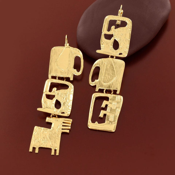 Ohrhänger Swahili – Handbemalte Designer-Ohrhänger in Gold