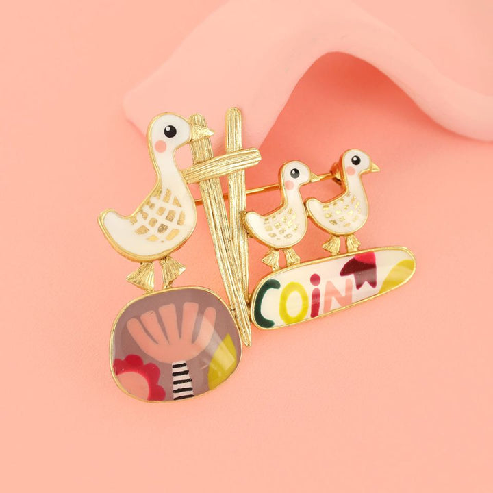 Taratata Brosche Plume – Handbemalte Designer-Brosche mit Tiermotiv