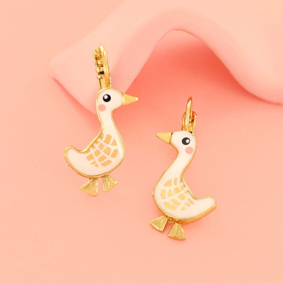 Ohrringe Plume – Handbemalte Designer-Ohrringe mit Tiermotiv