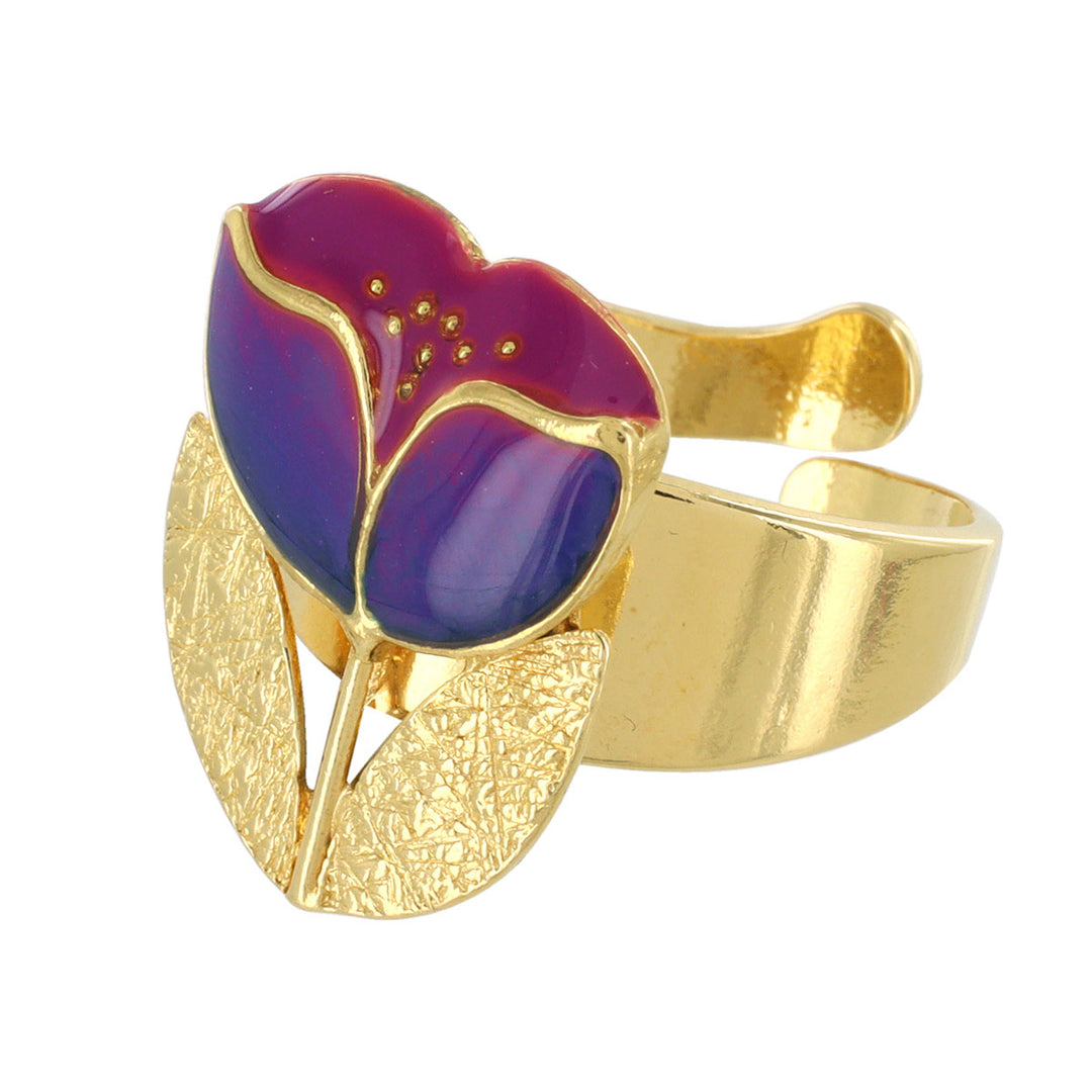 Taratata Ring Crocus - Handbemaltes Blumenmotiv lila | Modeschmuck