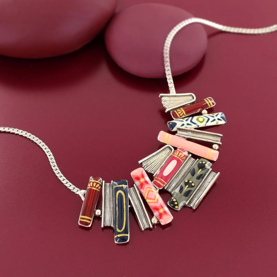 Taratata Halskette Romans – Bunte Statement-Kette mit handgemalten Mustern