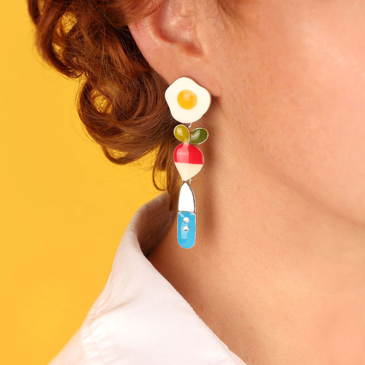 Taratata Ohrhänger Dinette – Bunte Sommer-Ohrringe mit handgemalten Mustern