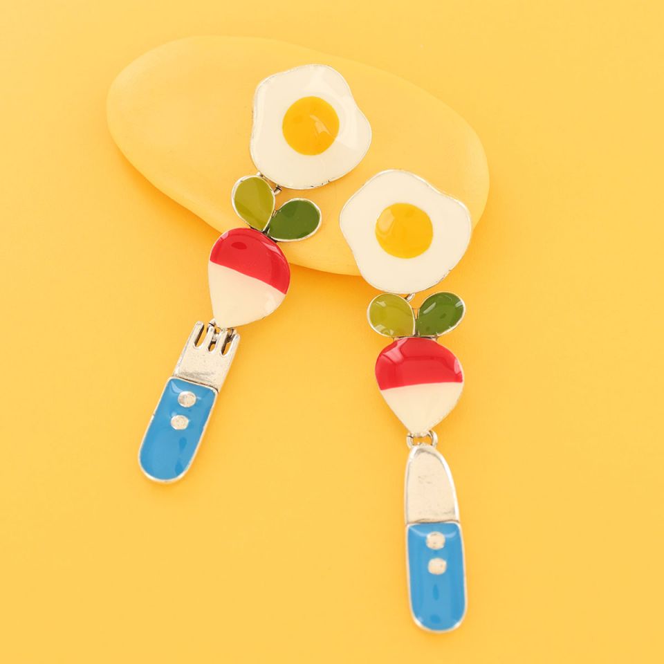 Taratata Ohrhänger Dinette – Bunte Sommer-Ohrringe mit handgemalten Mustern