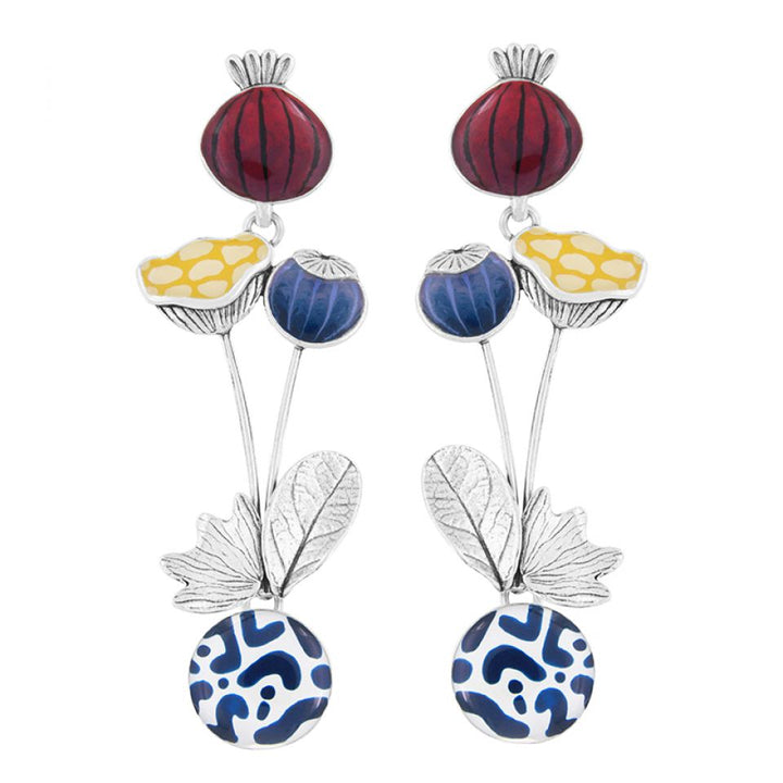 Taratata Ohrhänger Opium – Bunte Sommer-Ohrringe mit handgemalten Mohnblumen