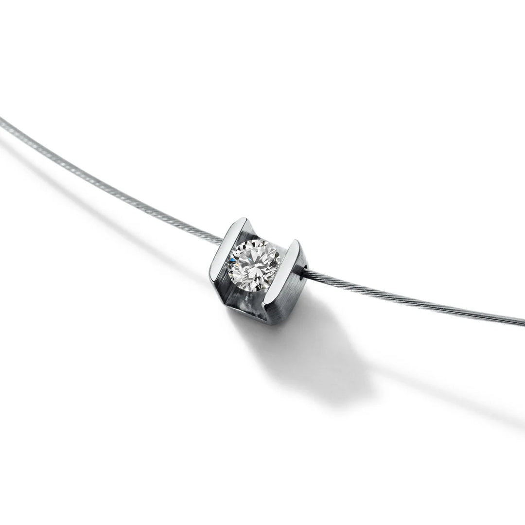 Diamantcollier mit Brillanten CUBE, Edelstahl mit Seil 0,5 mm