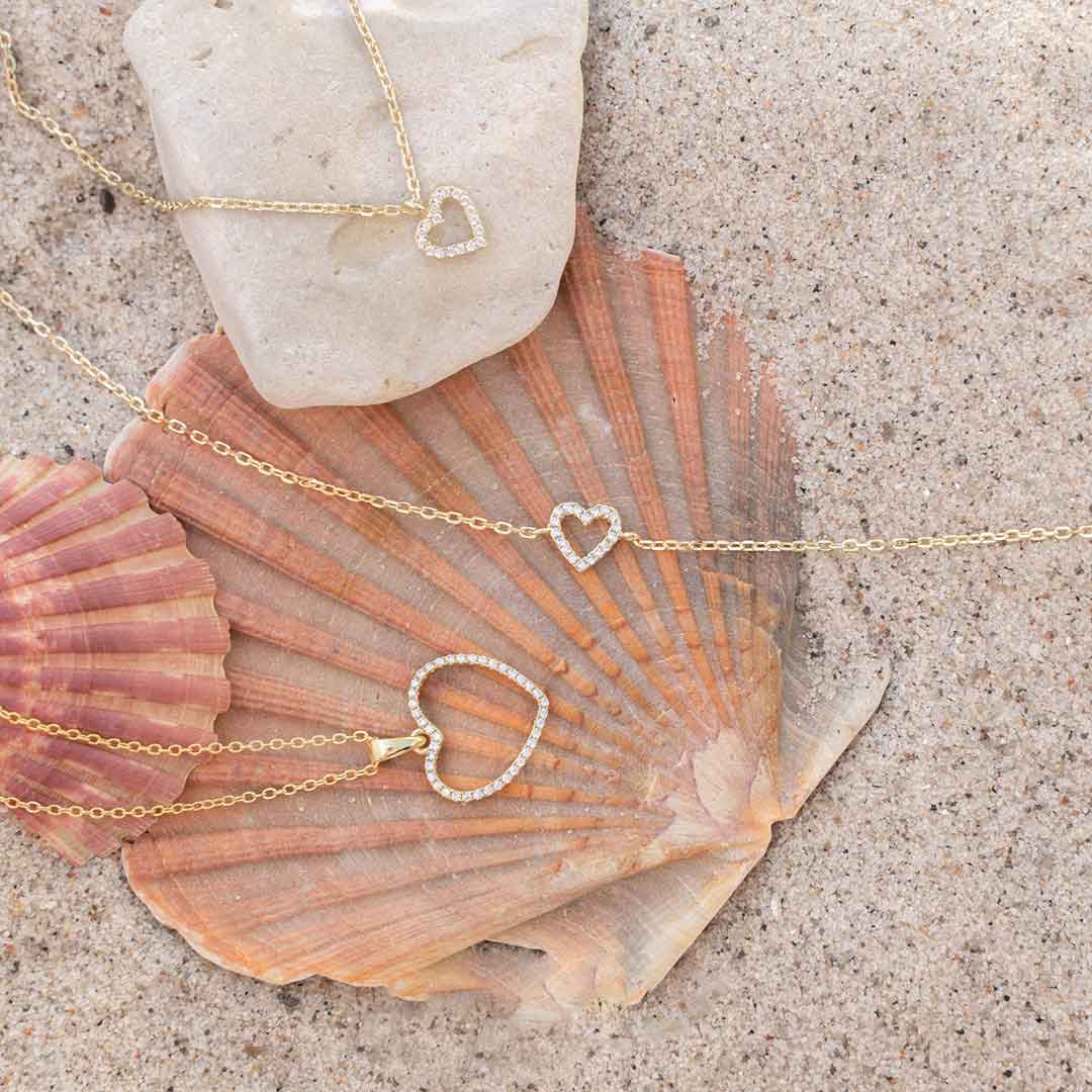 Armband AIDA Herz 7mm 17+3cm, vergoldet