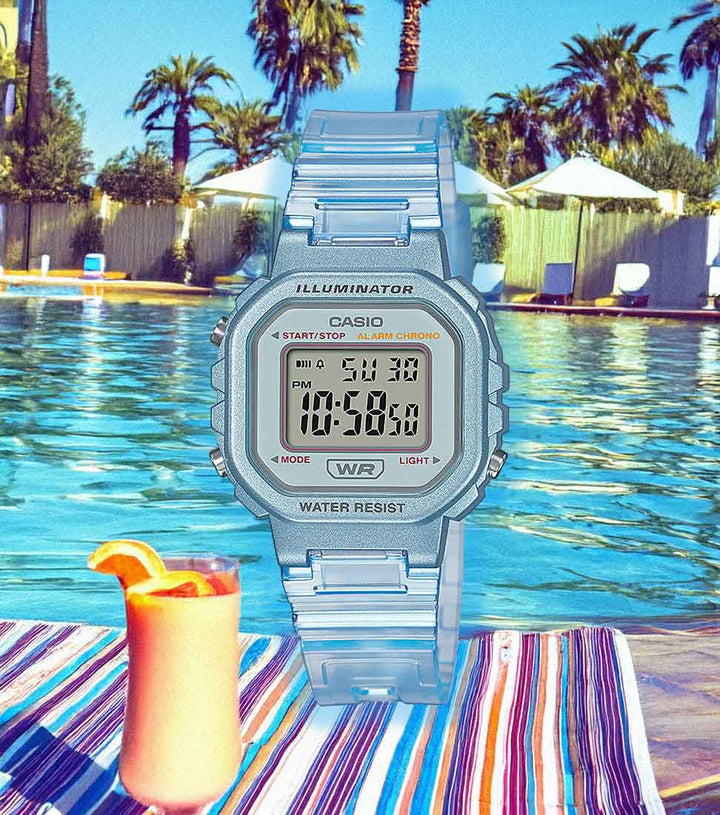 Casio LA-20WHS-2A Illuminator Pop Damenuhr - Retro Digital Armbanduhr mit LED-Beleuchtung