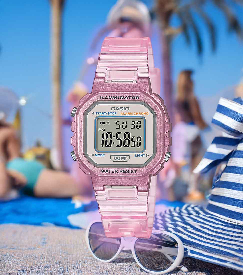 Casio LA-20WHS-4A Illuminator Pop Damenuhr - Retro Digital Armbanduhr mit LED-Beleuchtung