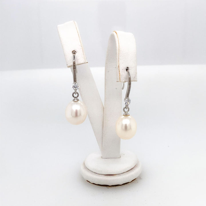 Süßwasserperlen Ohrringe 925 Sterlingsilber mit Zirkonia