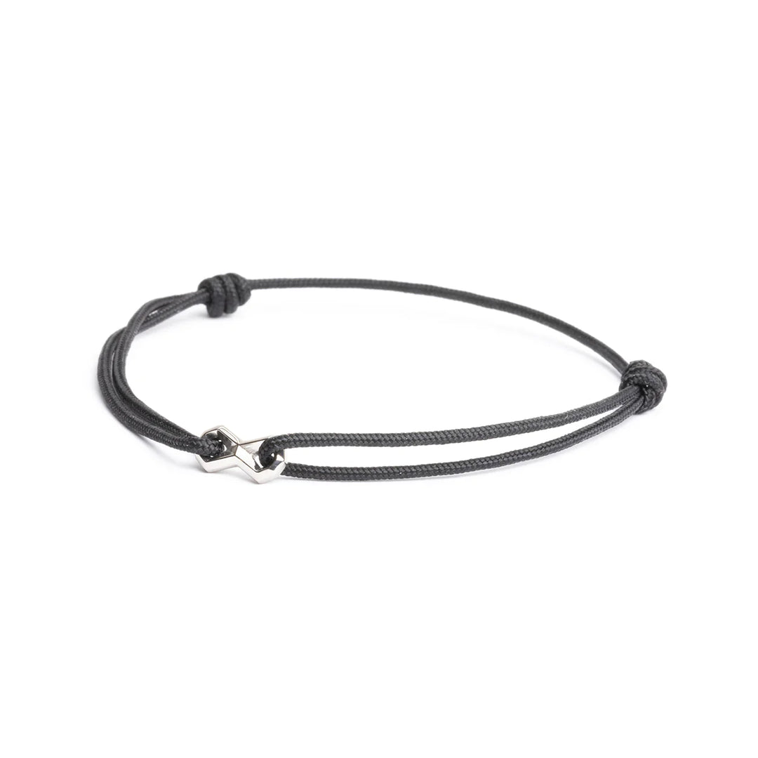 Nylonarmband 1,5 mm, schwarz, Infinity-Zeichen sillber