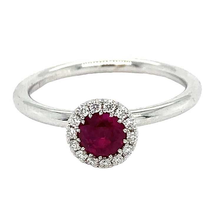 Ring 750 Weißgold mit 0,72 ct Rubin & 0,14 ct Brillanten