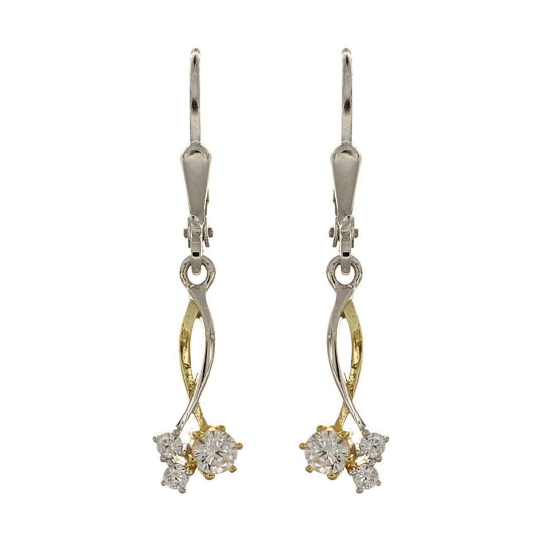 Ohrhänger Sterlingsilber, 6 Zirkonia, teil-vergoldet