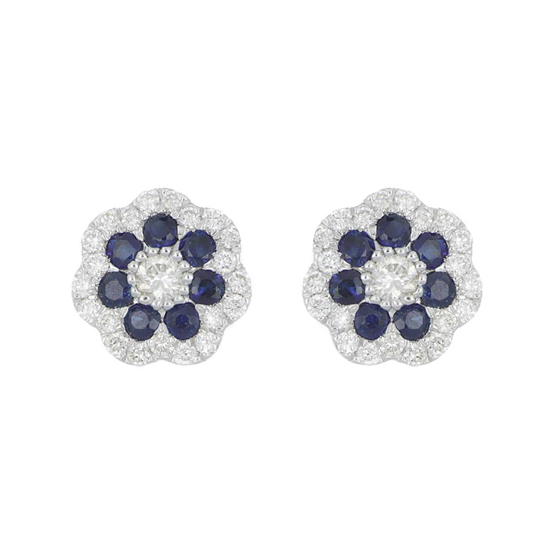 Ohrstecker Weißgold | 44 Brillanten 0,28ct H/si1 & 14 Saphire 0,33ct