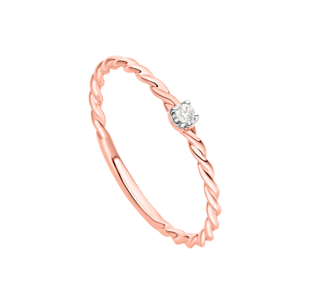Solitärring 585 Roségold Diamant 0,04 ct – Romantischer Verlobungsring