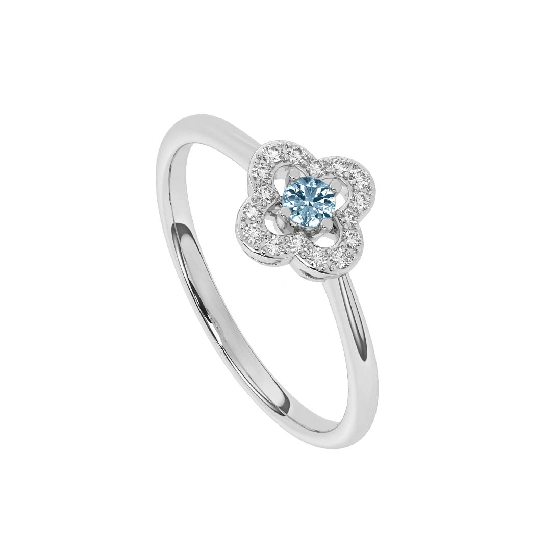Blautopas Ring 585 Weißgold mit Diamant 0,10 ct W-SI – Eleganter Edelsteinring