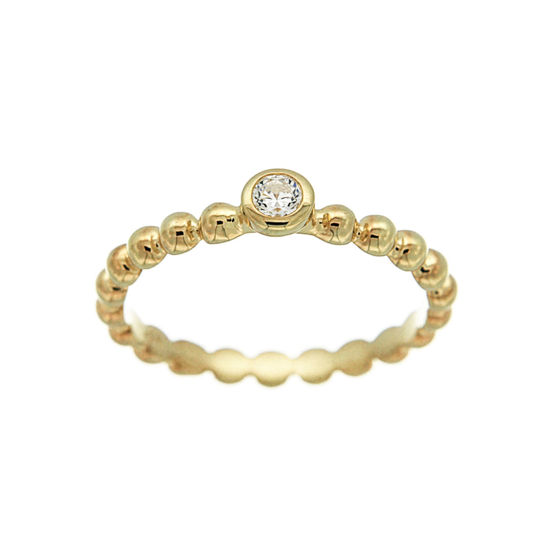 Ring 925 Sterlingsilber vergoldet | Zirkonia & Kugeldetails