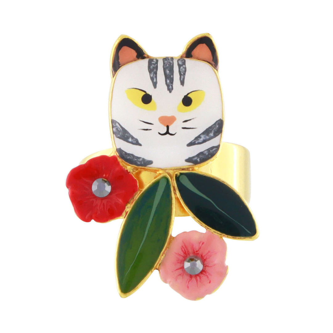 Taratata Ring Billy - Handbemaltes Katzenmotiv | Modeschmuck