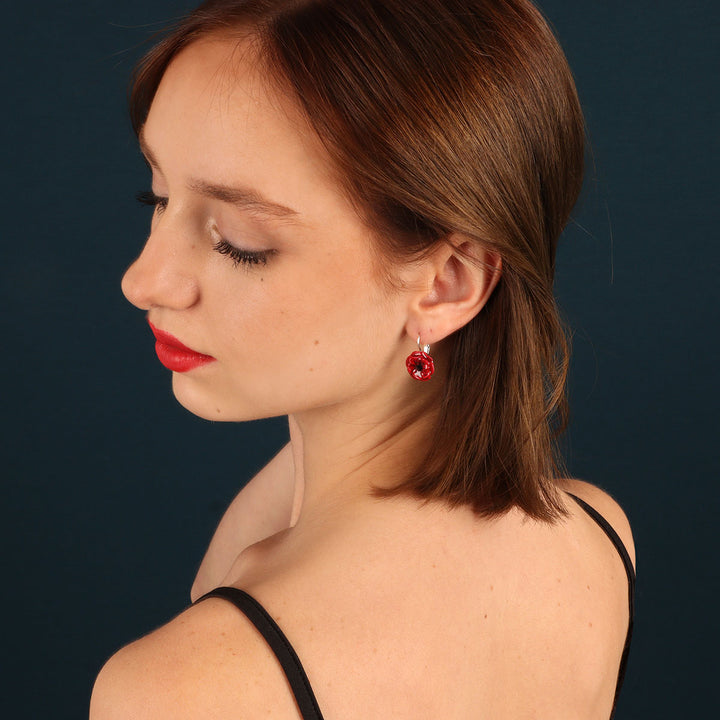 Taratata Ohrringe Joli Coquelicot – Bunte Mohnblumen-Ohrringe mit Strasssteinen