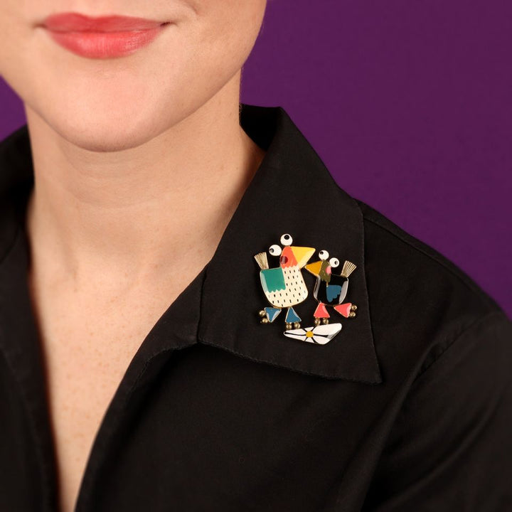 Taratata Brosche Roule Ma Poule – Bunte Statement-Brosche