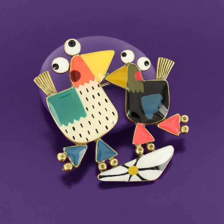 Taratata Brosche Roule Ma Poule – Bunte Statement-Brosche