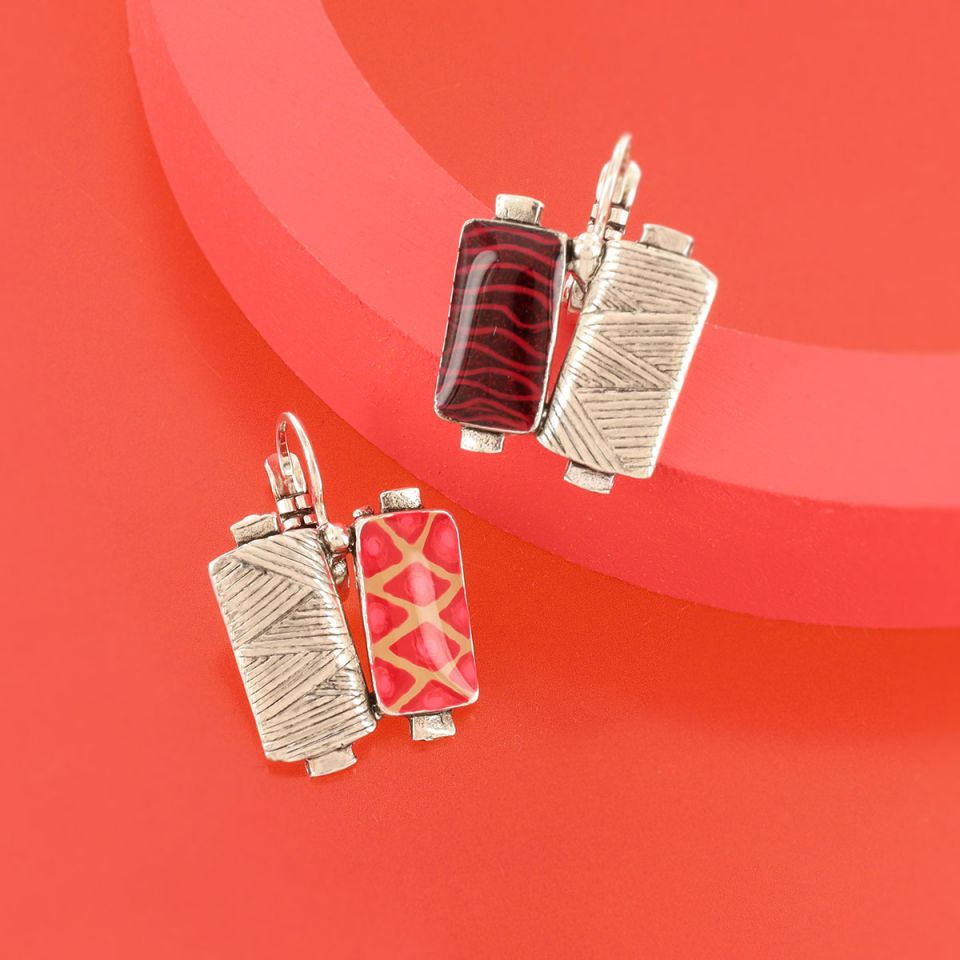 Taratata Ohrringe Ruban – Bunte Statement-Ohrringe mit handgemalten Mustern