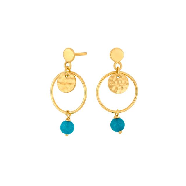 Ohrringe JOY52 Sterlingsilber vergoldet, 12 mm, Apatit blau