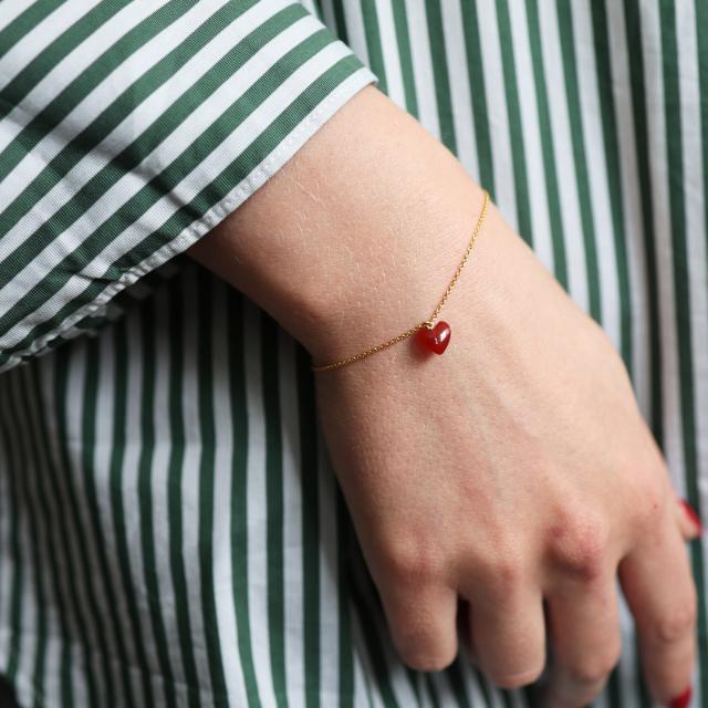 Armband YOU52 Sterlingsilber vergoldet, roter Onyx, 17 + 3 cm