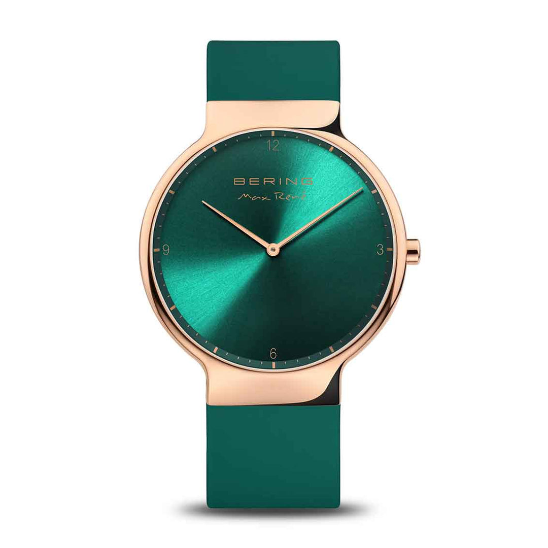 Bering Max René Damenuhr Roségold 15540-868 | Grün & Multifunktion