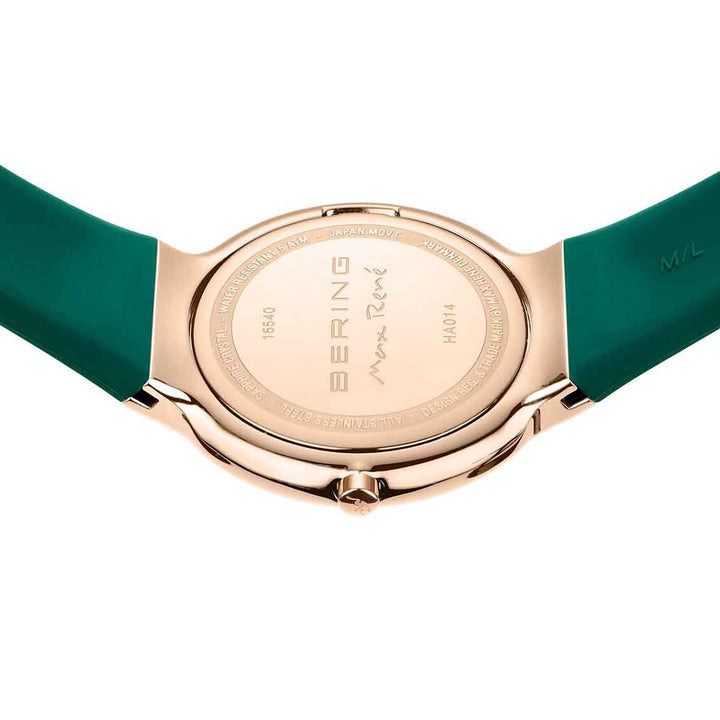 Bering Max René Damenuhr Roségold 15540-868 | Grün & Multifunktion