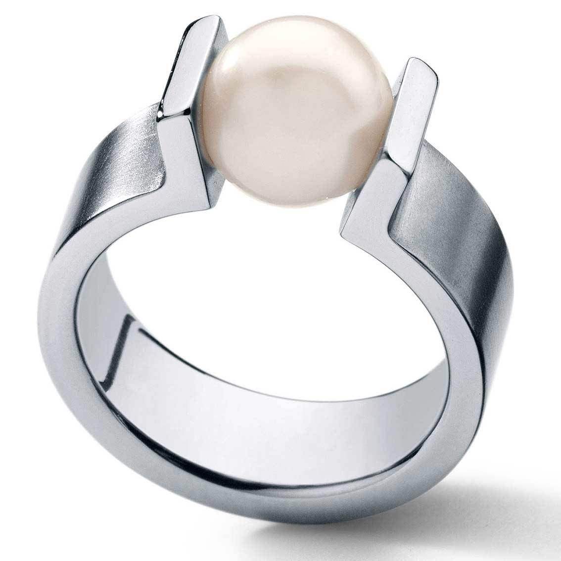 Humphrey Perlring VICTORY Edelstahl 7 mm, Perle eingespannt - My Fine Jewellery