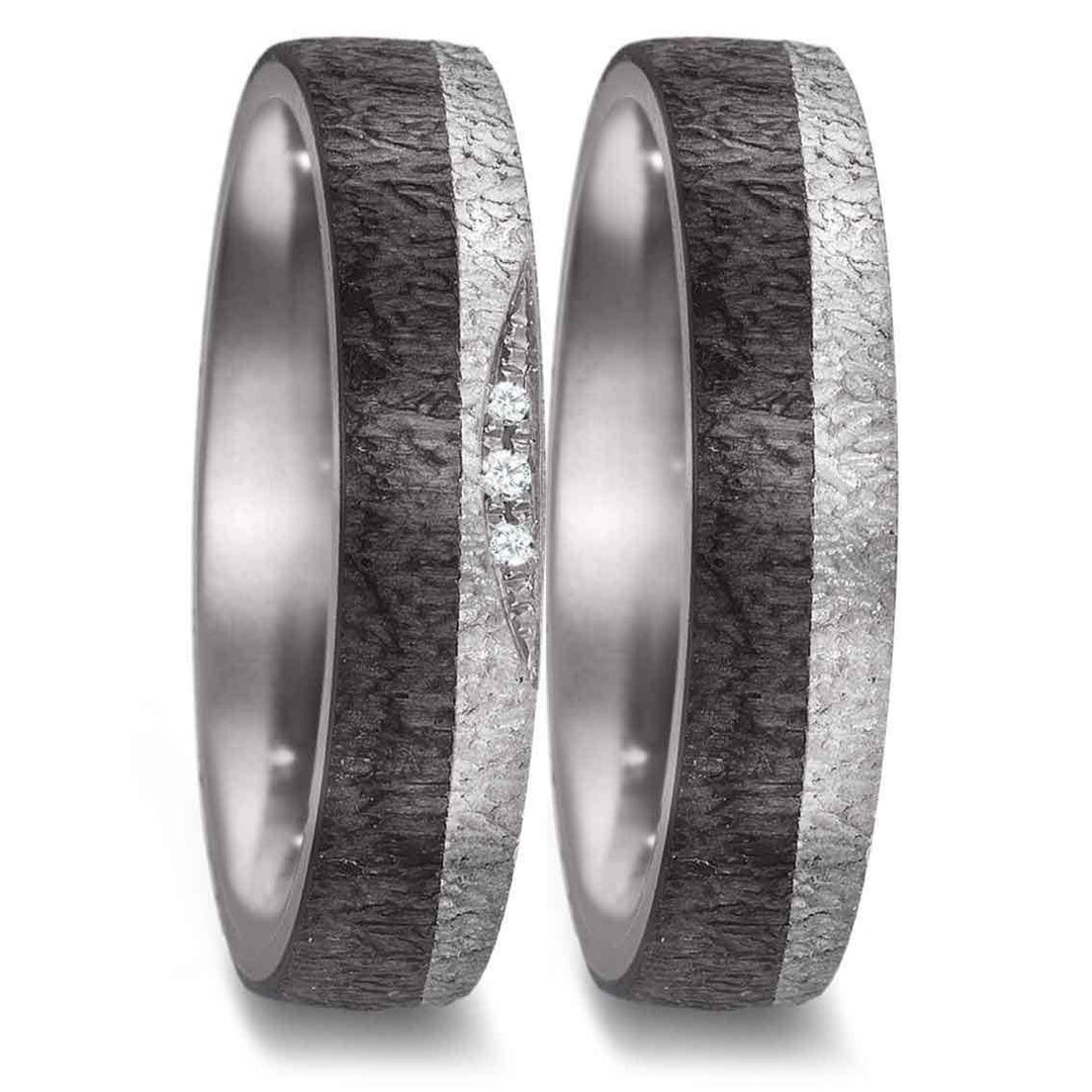 Teno Eheringe Tantal, Carbon, Diamant 0,018 ct - My Fine Jewellery
