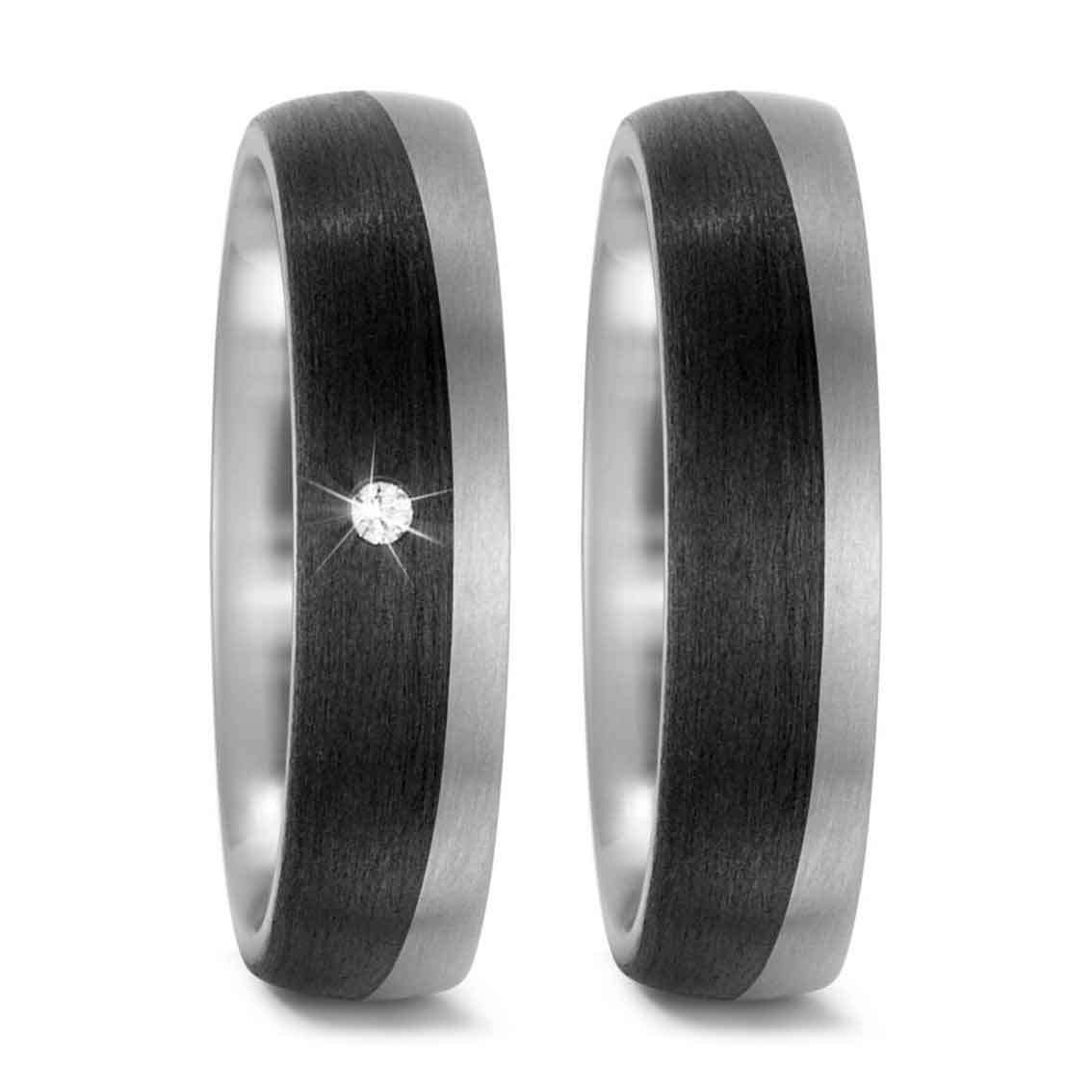 Titanfactory Eheringe Titan/Carbon - My Fine Jewellery