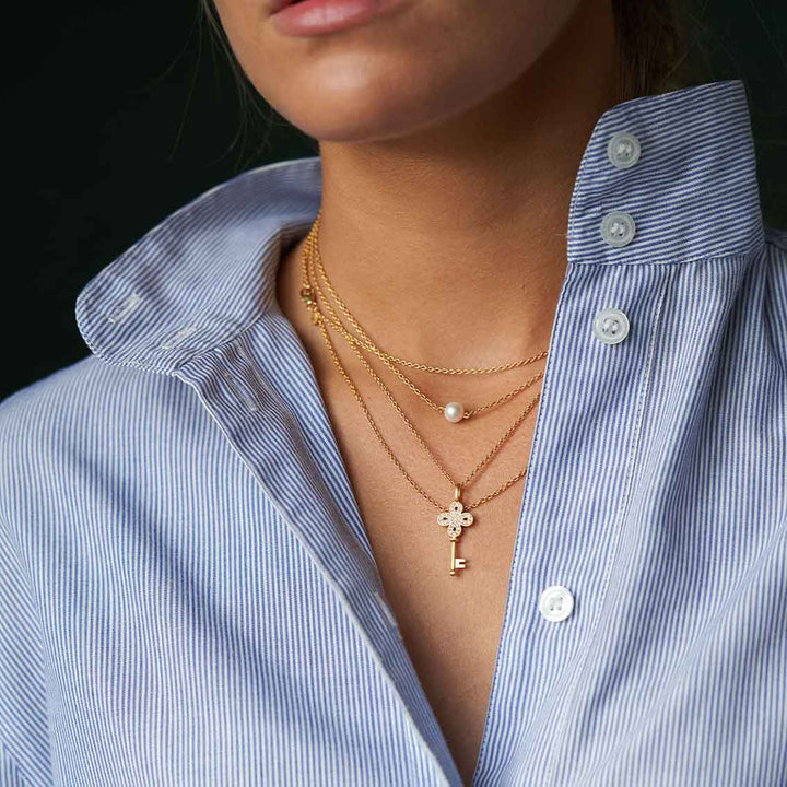 Halskette "Coco" Sterlingsilber, Zuchtperle, Zirkonia