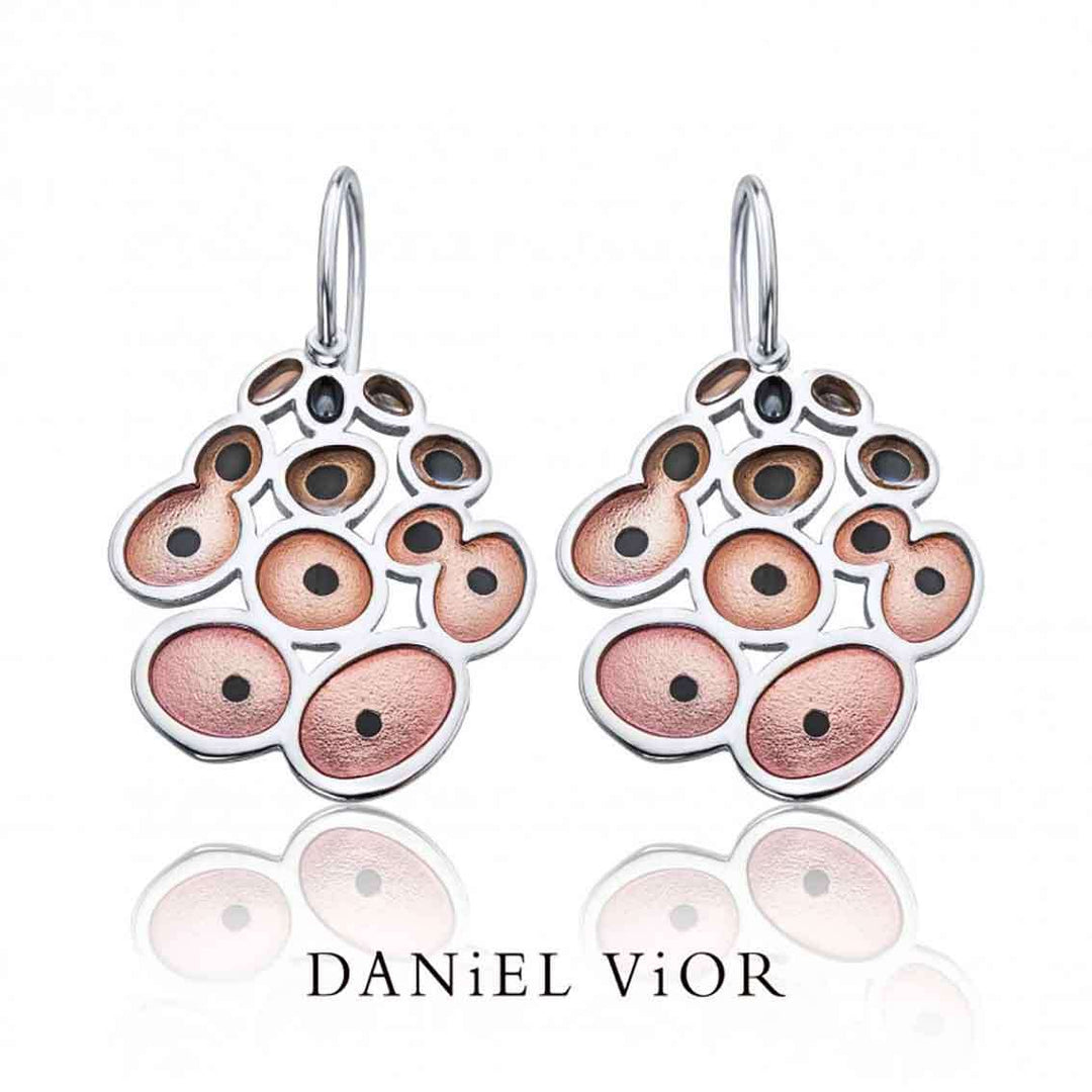 Daniel Vior Ohrringe RUSC, Sterlingsilber, pink emailliert - My Fine Jewellery