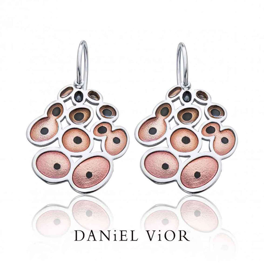 Daniel Vior Ohrringe RUSC, Sterlingsilber, pink emailliert - My Fine Jewellery