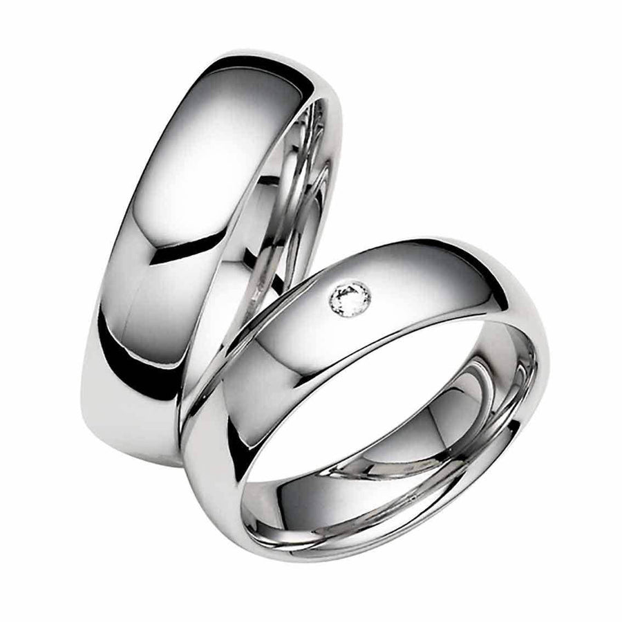 Eheringe Set, 6 mm, Weißgold, Brillant - My Fine Jewellery