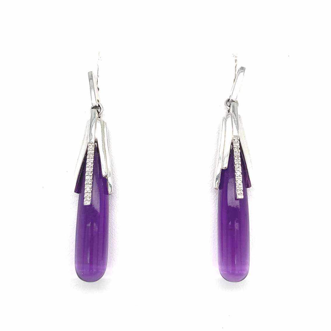 Ohrringe, Amethyst, Brillant, 585 Weißgold - My Fine Jewellery