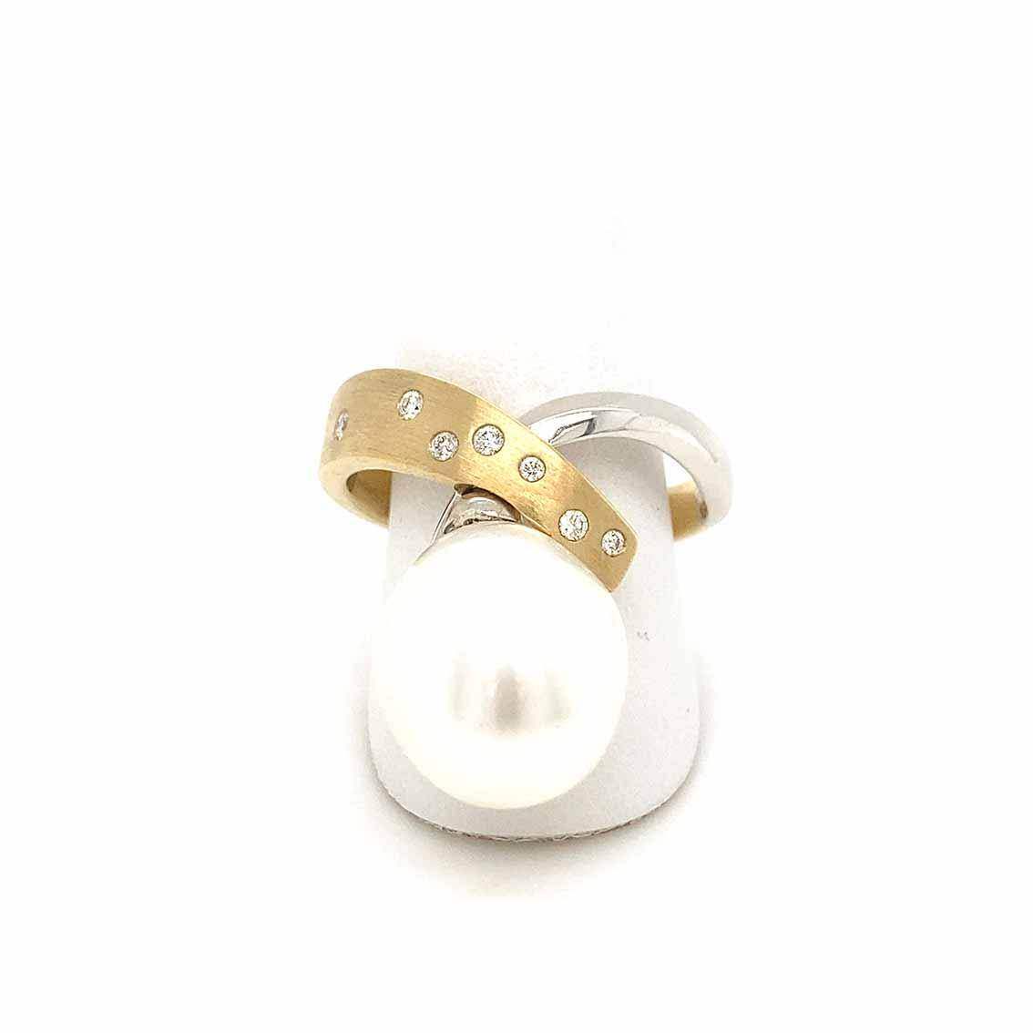 Damenring, 585 Gelbgold/Weißgold, Brillant, Südseeperle - My Fine Jewellery
