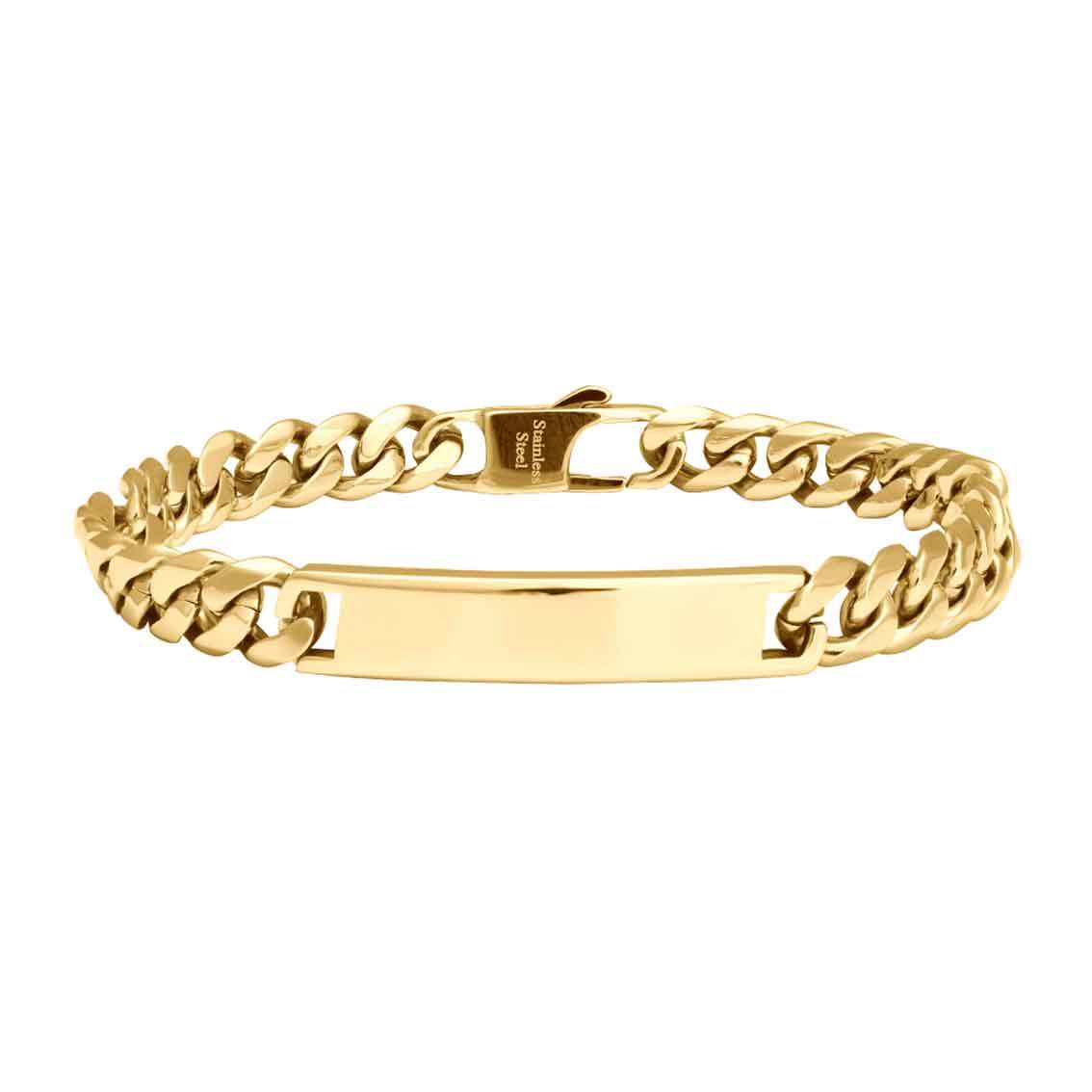 SON Armband STAHL Panzer mit Platte poliert 21cm - My Fine Jewellery