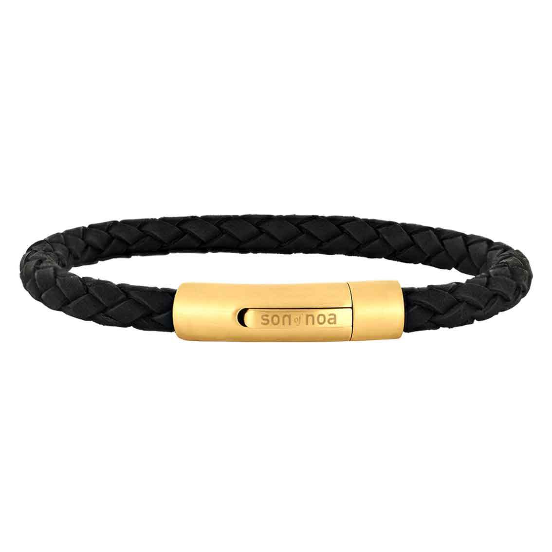 SON Armband schwarzes Kalbsleder 21cm IPG - My Fine Jewellery
