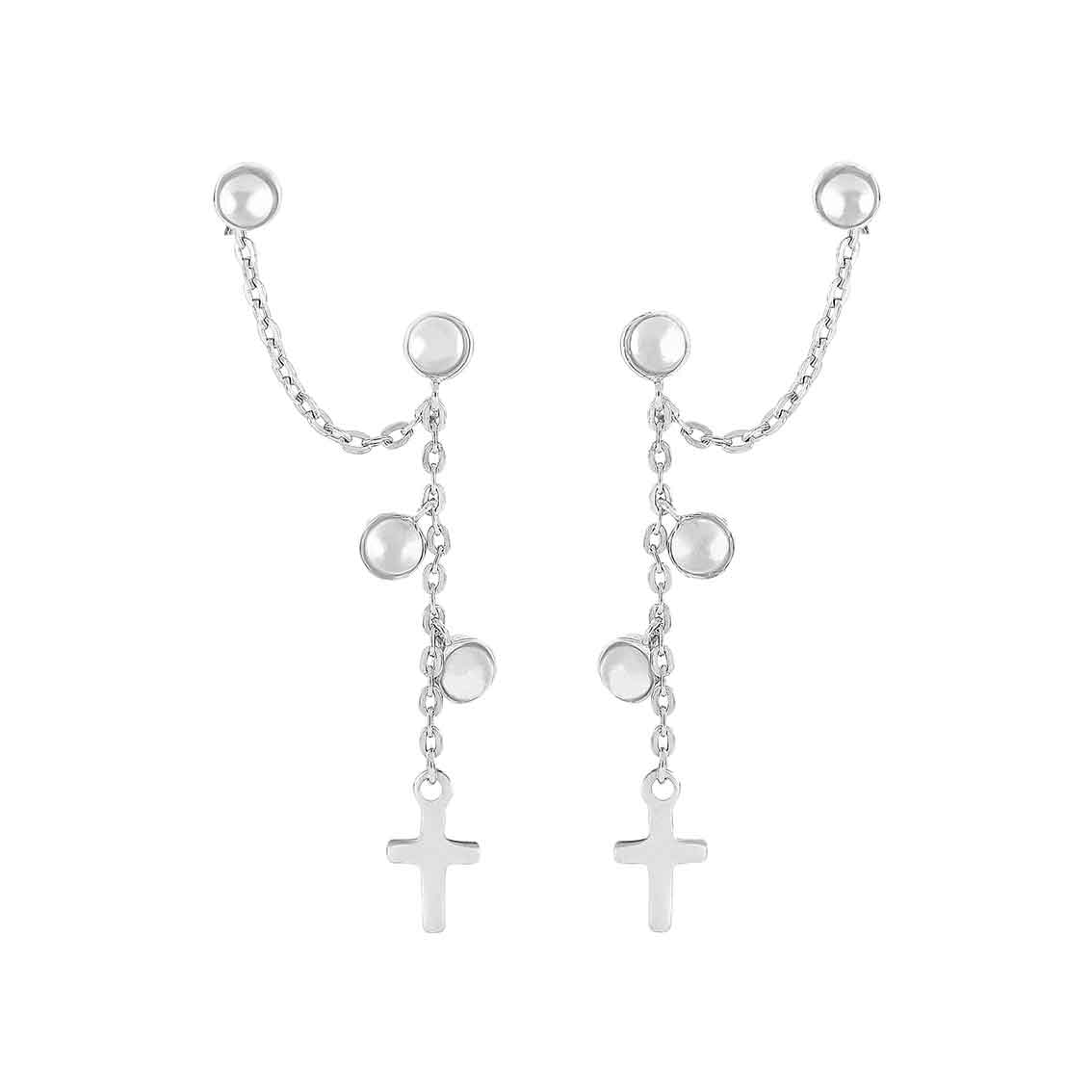 Nordahl Andersen rhodinierte Silber Ohrringe CROSS52 Quarz
