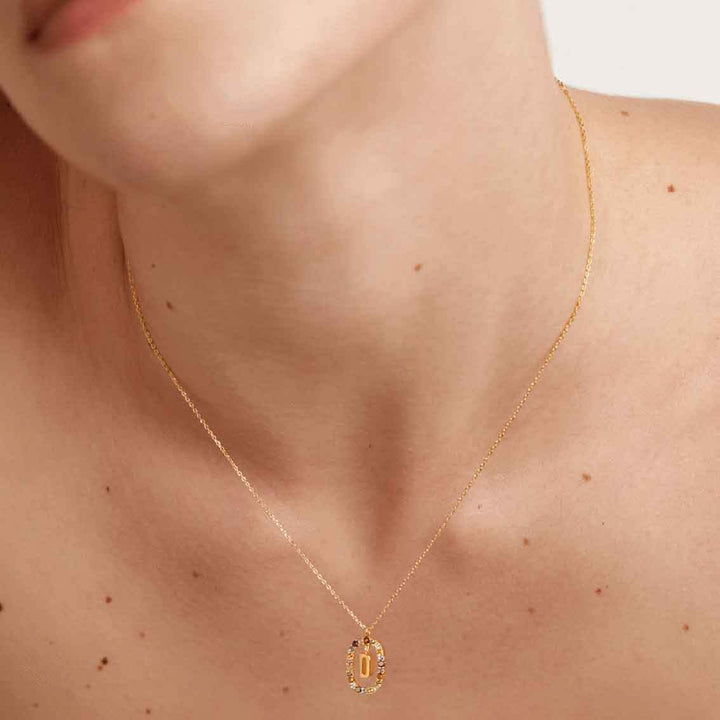 Halskette D Buchstabe, Sterlingsilber vergoldet - My Fine Jewellery