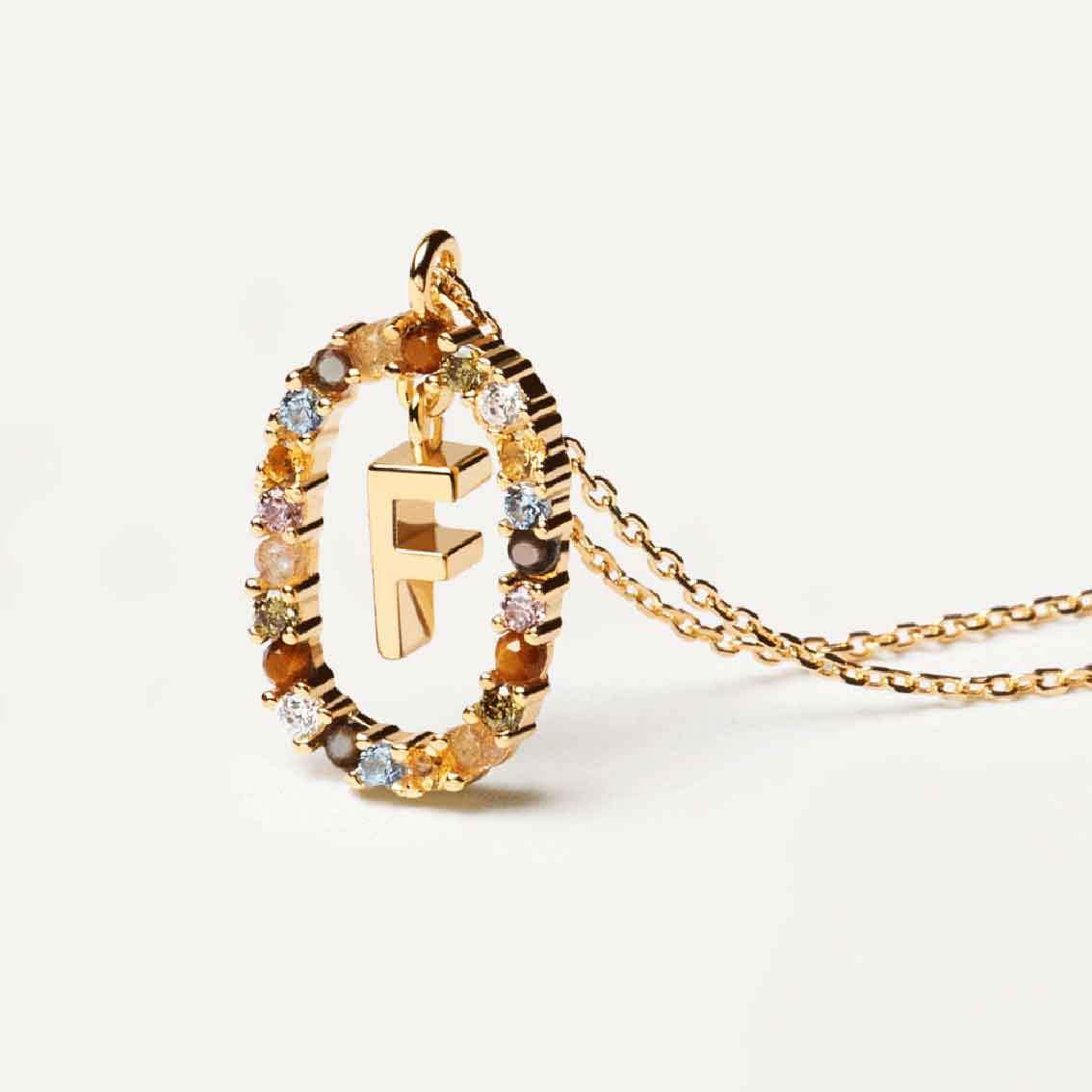 Halskette F Buchstabe, Sterlingsilber vergoldet - My Fine Jewellery